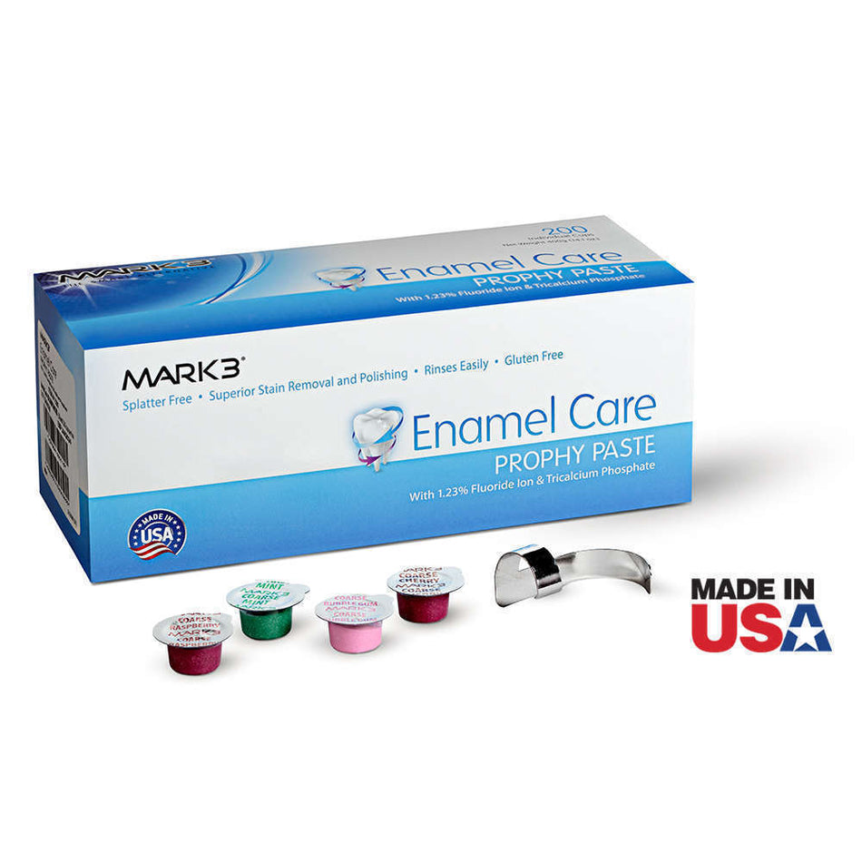 Enamel Care Soft Prophy Paste Coarse Assorted w/TCP B.Gum, Cherry, Mint & Raspberry 200/bx. - MARK3®