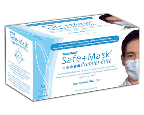 SafeMask Premier Elite EL Blue Level 3 50/Bx Medicom (2042)10/Case - Gift Card $50