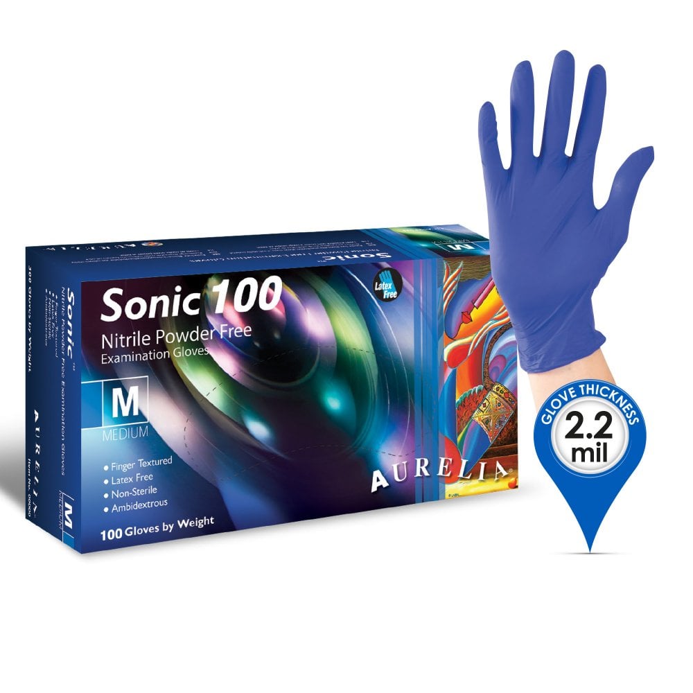 2026-08 Expiry  Nitrile Sonic Gloves 100/box,  Aurelia - Canadian Dental Supplies