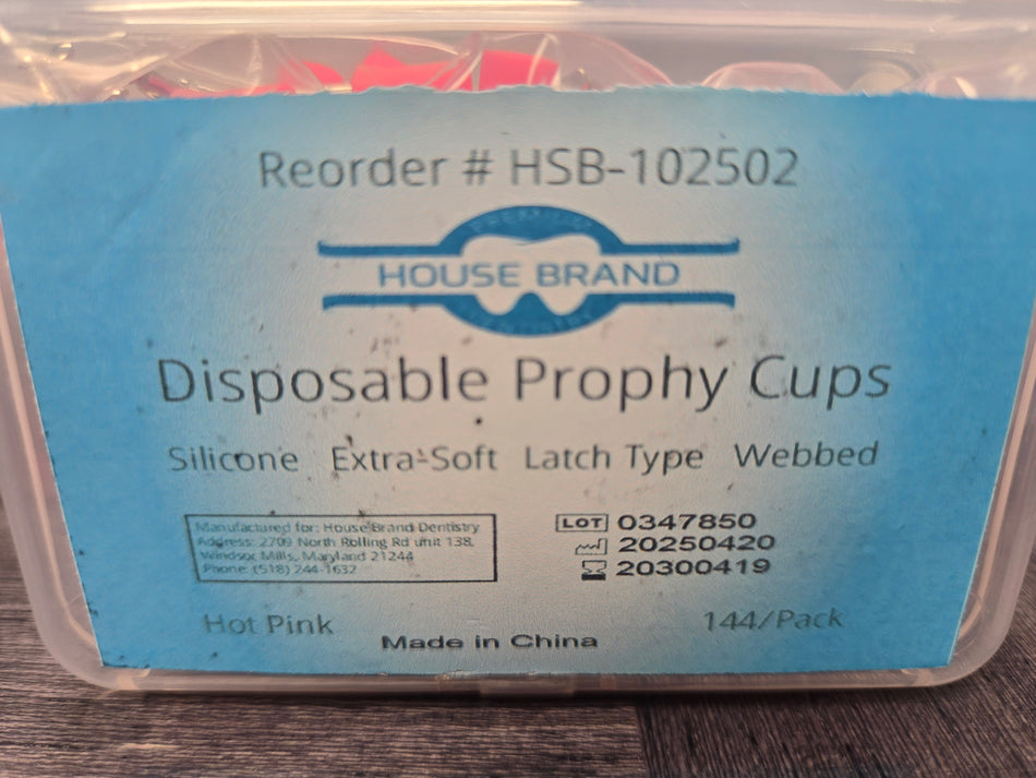 Prophy Latch Cups Silicone 144/pk House Brand Dentistry