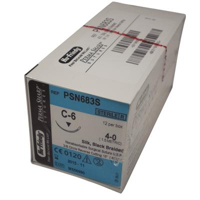 PermaSharp Silk C-6 4-0 Black 18in Suture 12/Bx. Hu-Friedy (PSN683S)