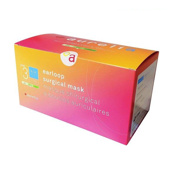 Masks Surgical Earloop Blue 50/box Level 3 - Aurelia (Made in Canada) #2130