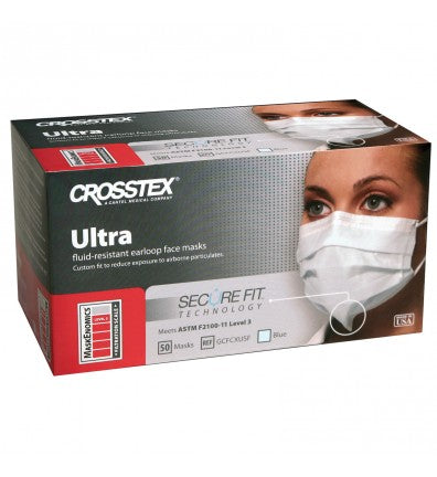 Mask Ultra BLUE  SECURE FIT - Crosstex..box of 50 GCFCXUSF ASTM LEVEL 3