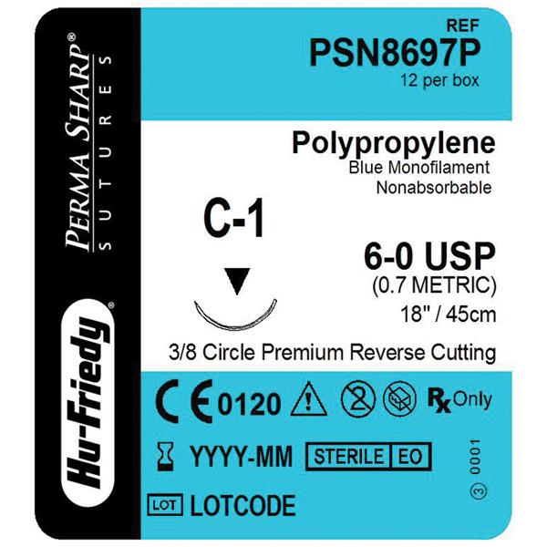 Suture PermaSharp Polp C-1 6-0 Blue 18in 12/Bx -  Hu-Friedy (PSN8697P) - Gift Card - $5