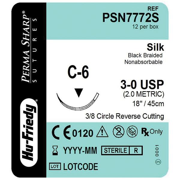 Suture PermaSharp Silk C-6 3-0 Black 18in 12/Bx Hu-Friedy (PSN7772S) - Gift Card - $5