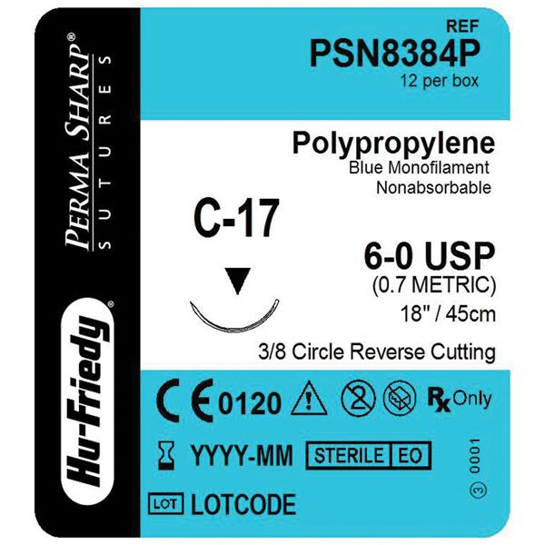 Suture PermaSharp Polp C-17 6-0 Blue 18in 12/Bx Hu-Friedy (PSN8384P) - Gift Card - $5