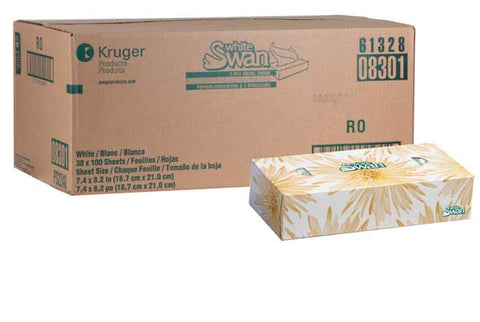 Paper Facial Tissue 2 ply - White Swan..30 boxes of 100  #8301 - Gift Card - $2