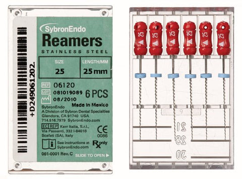 Reamers 25mm #20 Stainless Steel Yellow  6/pk Kerr Endodontics - 6112