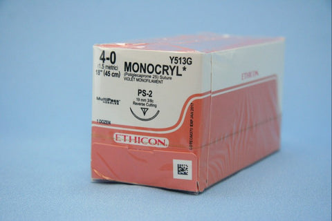 Suture Monocryl PS-2 4-0 18" 12/Bx - Johnson & Johnson Medical (Y513G)