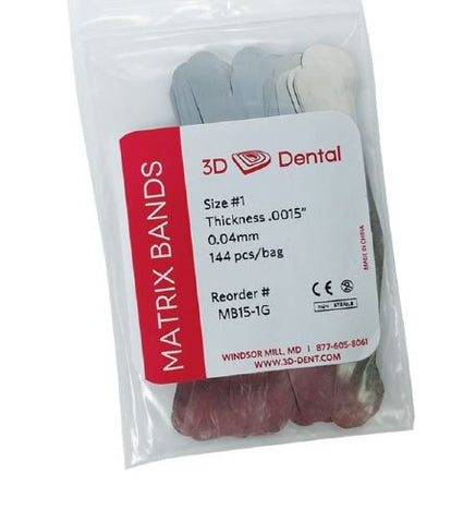 Matrix Bands Universal #1, 144/pk - 3D Dental #MB15-1G - Gift Card - $5