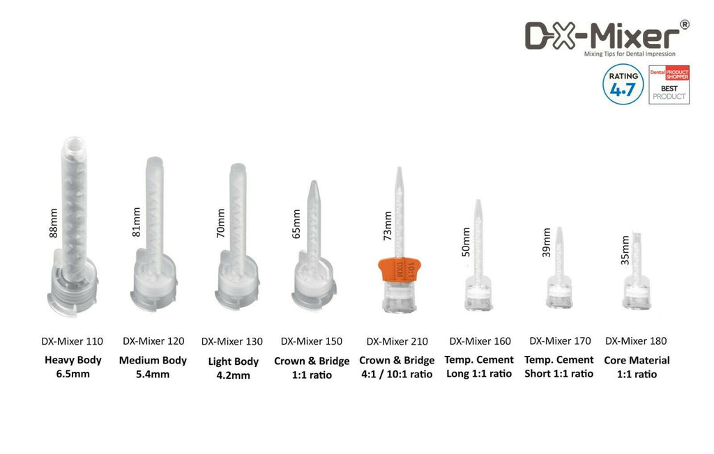 Blue/Orange Dental Mixing Tips - 10:1 Ratio Mixing Tubes For Crown And Bridge Work